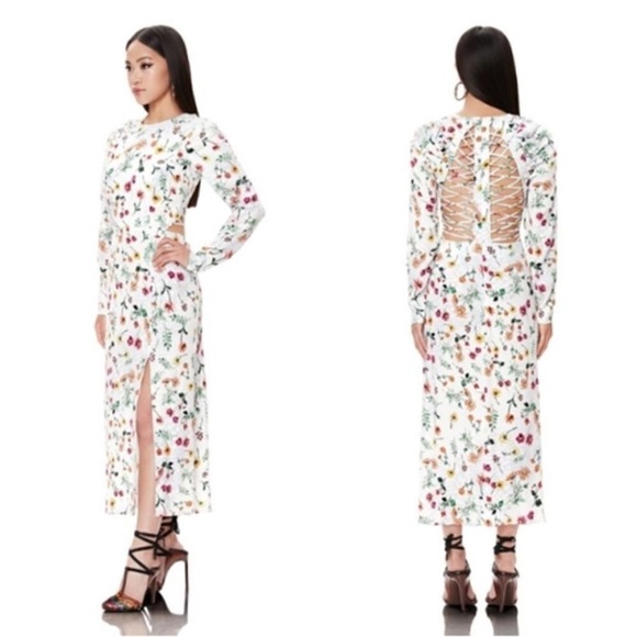 NWT AFRM Kiah Dress Floral Midi Cut Out Thigh Slit Size M - Picture 1 of 7